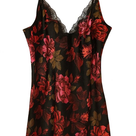 Victoria's Secret Satin Rose Lace-Trim Mini Slip Dress, Size Medium NWT - Picture 1 of 4